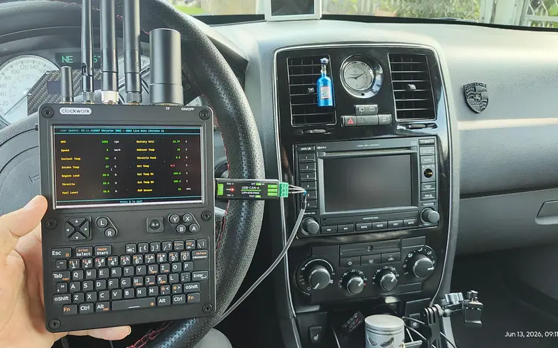 Preview image from ClockworkPi forum for “CAN Gauge - live OBD2 dashboard with a Waveshare USB-CAN-A”