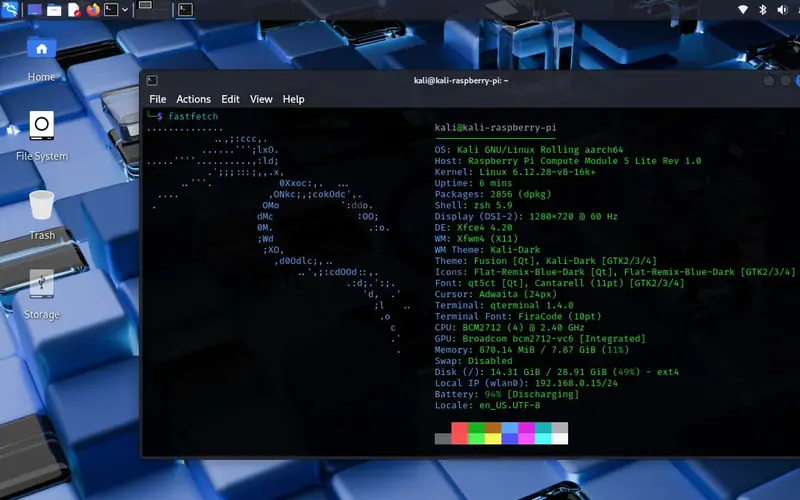 Preview image from ClockworkPi forum for “Kali Linux images (Rex's 7.1.y and the CM4 wiki build)”
