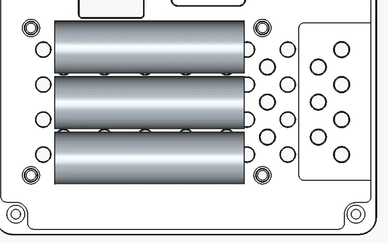 Preview image from ClockworkPi forum for “Three 18650s in the stock case - a fit study”